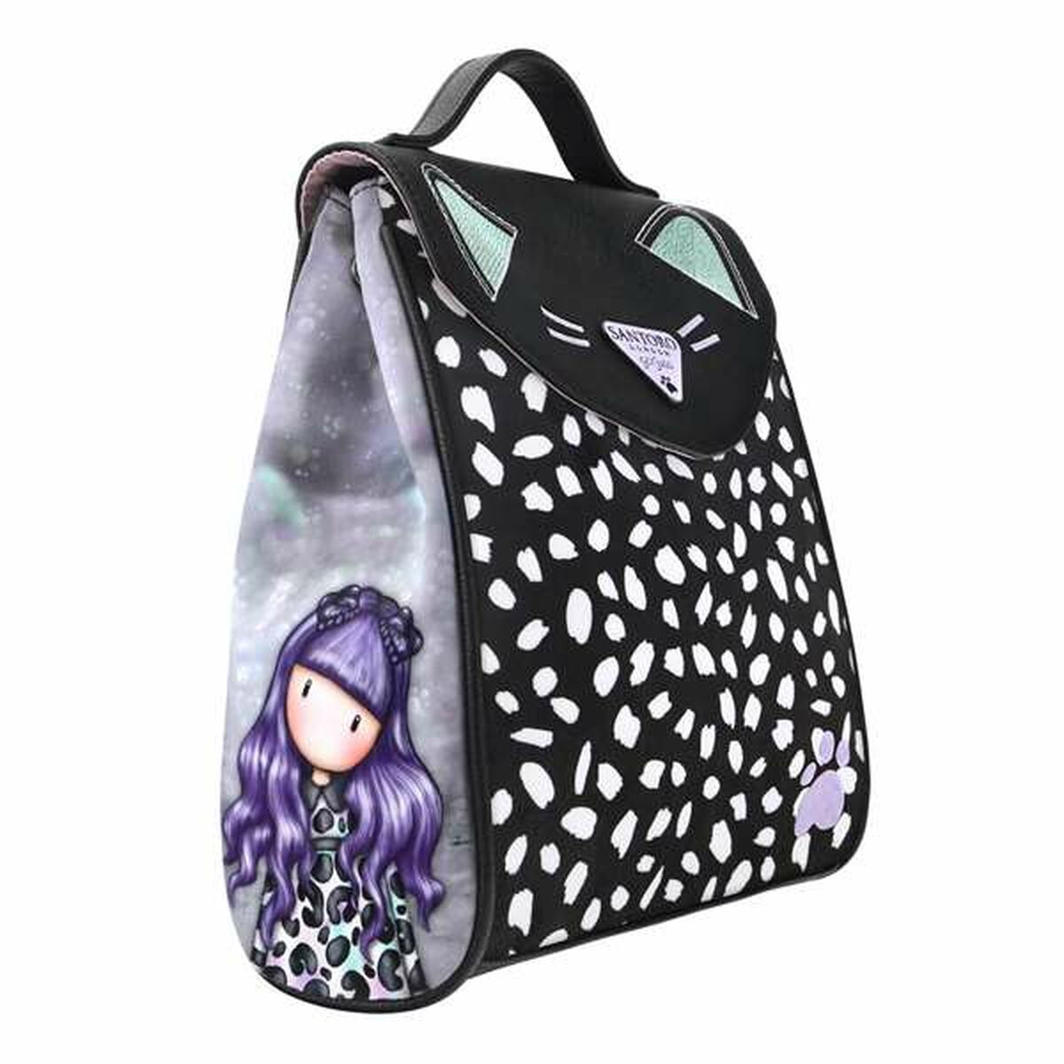 Casual Rugtas Gorjuss Smitten Kitten Wit Zwart 23 x 11 x 27 cm Mini-Topper Trend
