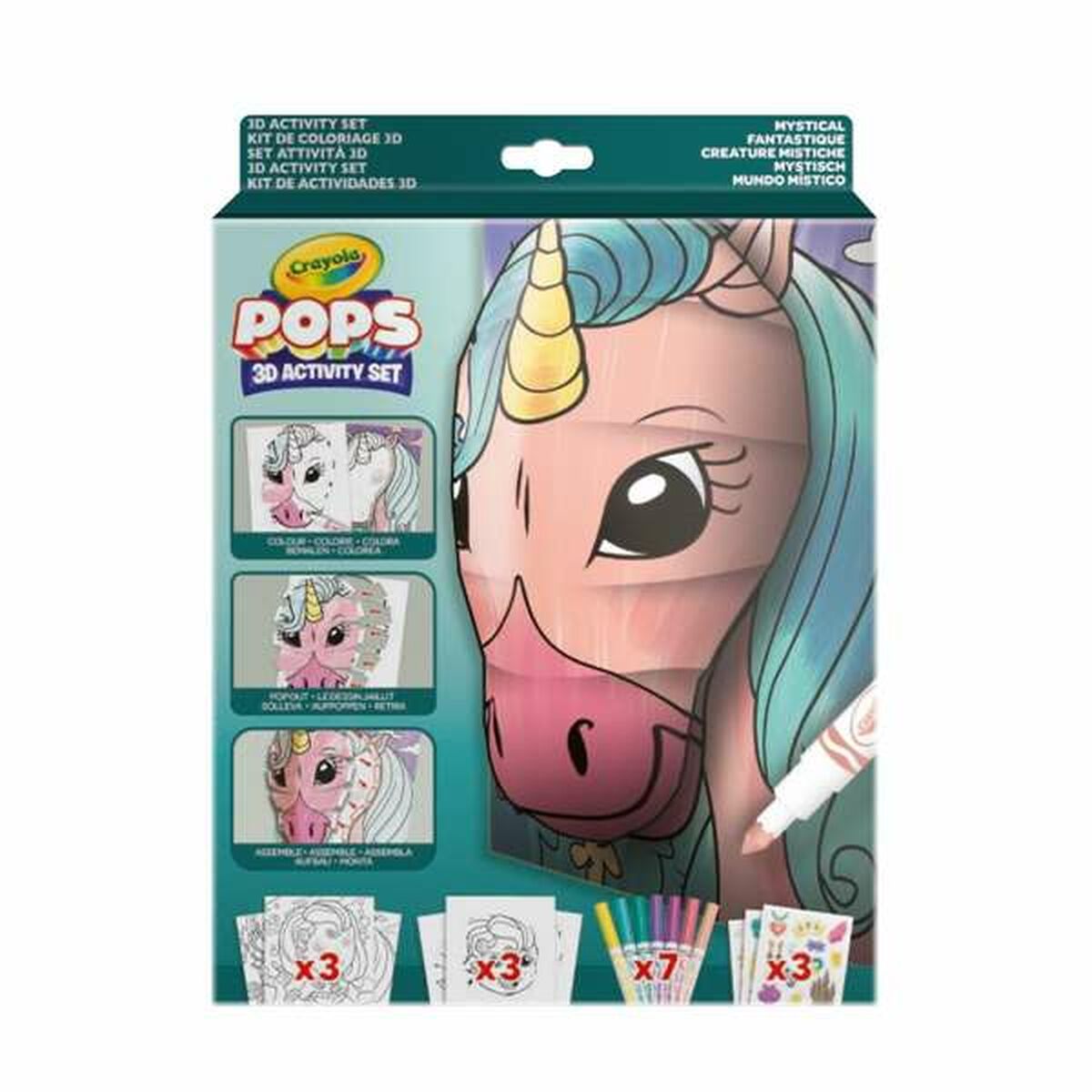 Tekeningen om te schilderen Crayola 3D Color Pops Eenhoorn-Topper Trend