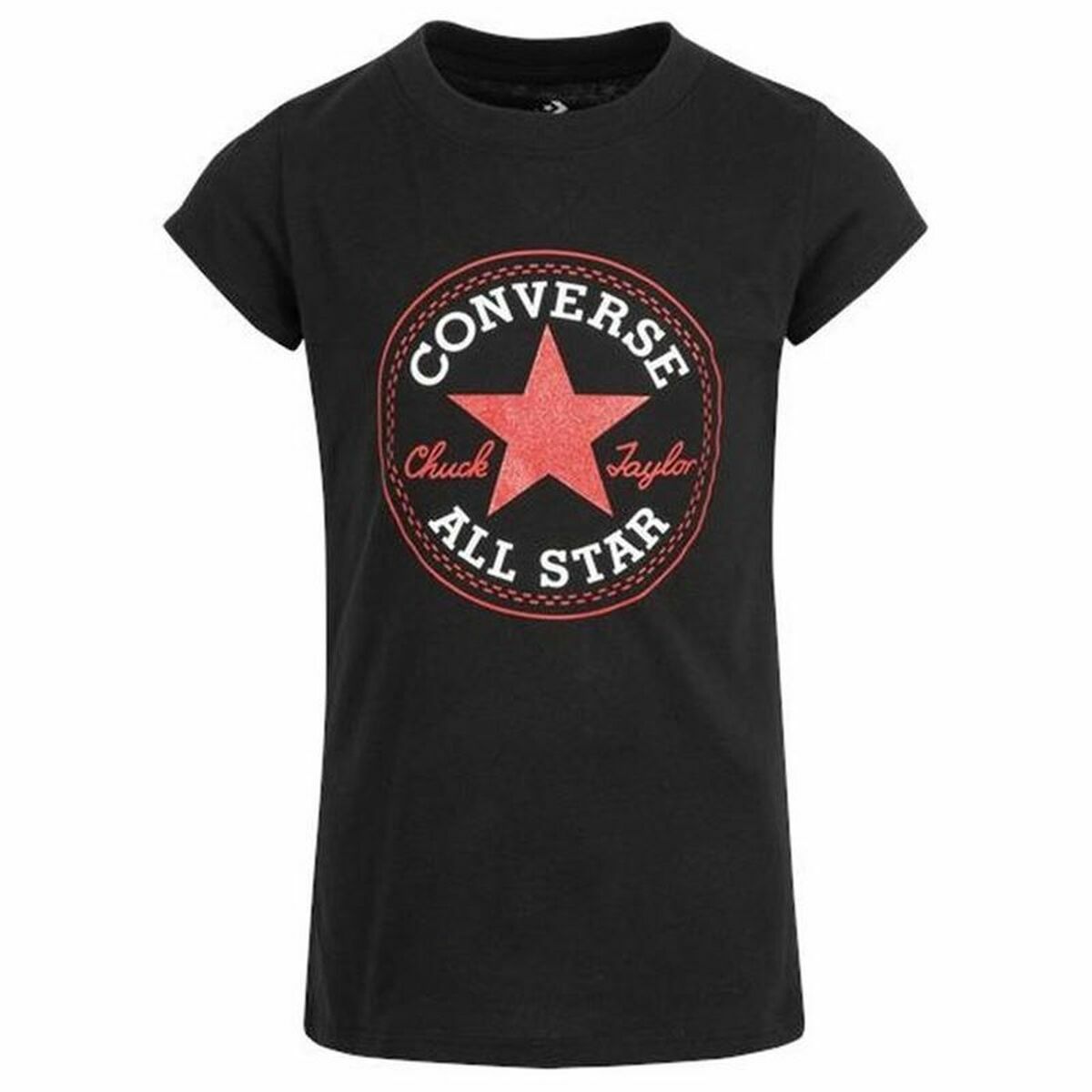 T-Shirt met Korte Mouwen voor kinderen Converse Timeless Patch Zwart-Topper Trend