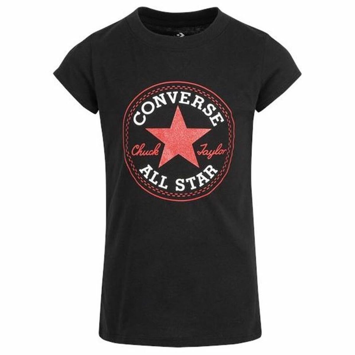 T-Shirt met Korte Mouwen voor kinderen Converse Timeless Chick Patch Zwart-Topper Trend