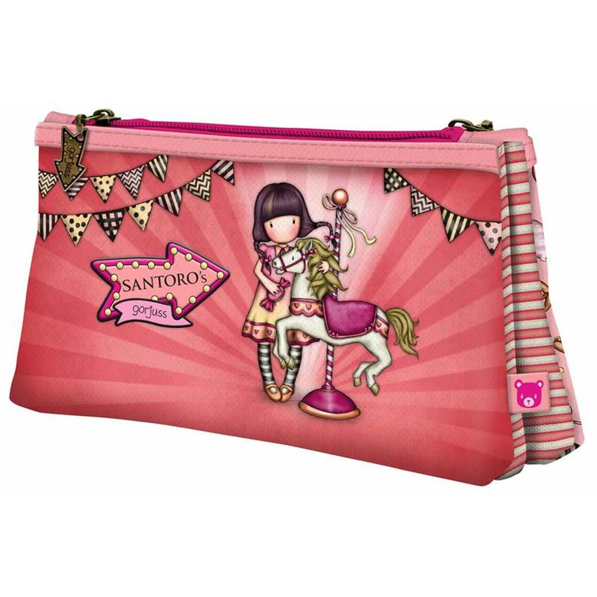 Pennenetui met 2 vakken Gorjuss Fairground Carousel Zalm 21,5 x 11,5 x 5 cm-Topper Trend