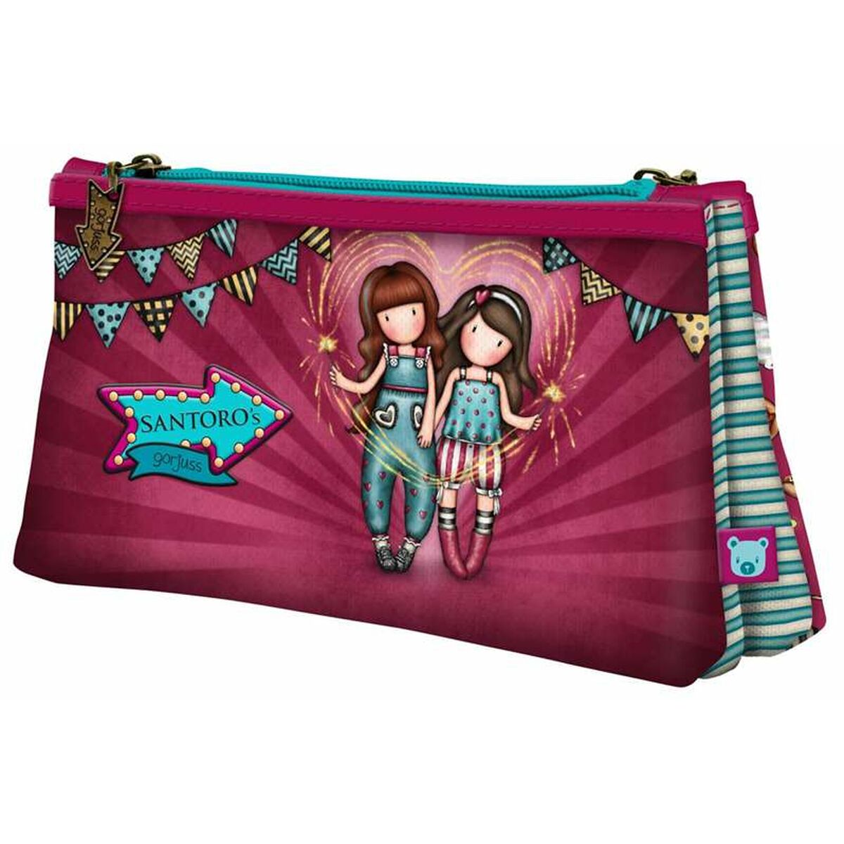 Pennenetui met 2 vakken Gorjuss Fairground Fireworks Kastanjebruin 21,5 x 11,5 x 5 cm (21.5 x 11,5 x 5 cm)-Topper Trend