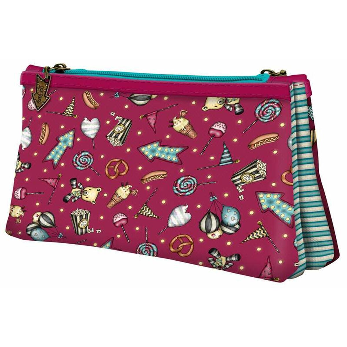 Pennenetui met 2 vakken Gorjuss Fairground Fireworks Kastanjebruin 21,5 x 11,5 x 5 cm (21.5 x 11,5 x 5 cm)-Topper Trend