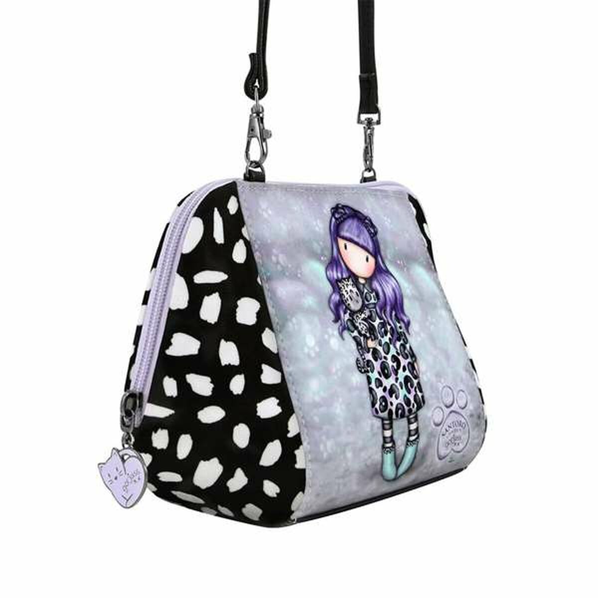 Schoudertas Gorjuss Smitten Kitten Wit Zwart 26 x 15,5 x 9,5 cm-Topper Trend