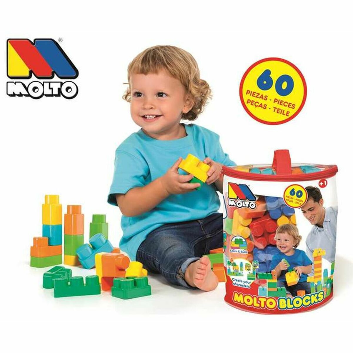 Boot met Bouwblokken Moltó Blocks (60 pcs)-Topper Trend