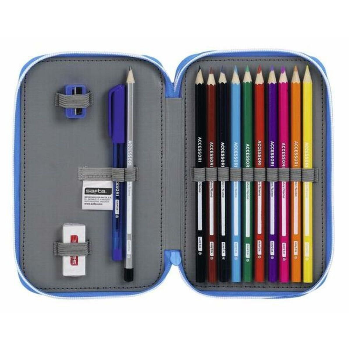 Dubbele etui RCD Espanyol Blauw Wit 12,5 x 19,5 x 4 cm-Topper Trend