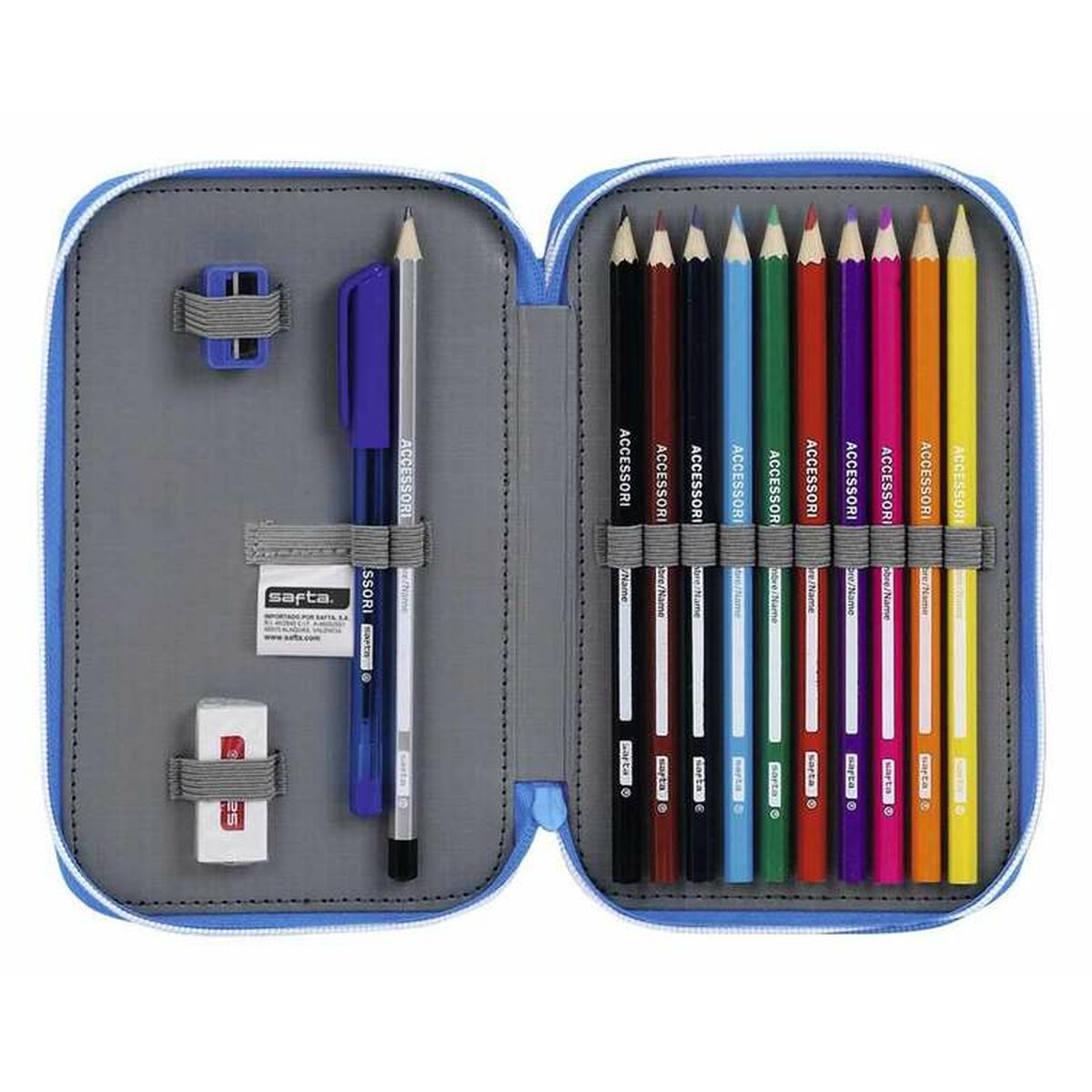 Dubbele etui RCD Espanyol Blauw Wit 12,5 x 19,5 x 4 cm-Topper Trend