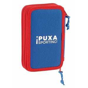 Dubbele etui Real Sporting de Gijón 12,5 x 19,5 x 4 cm-Topper Trend