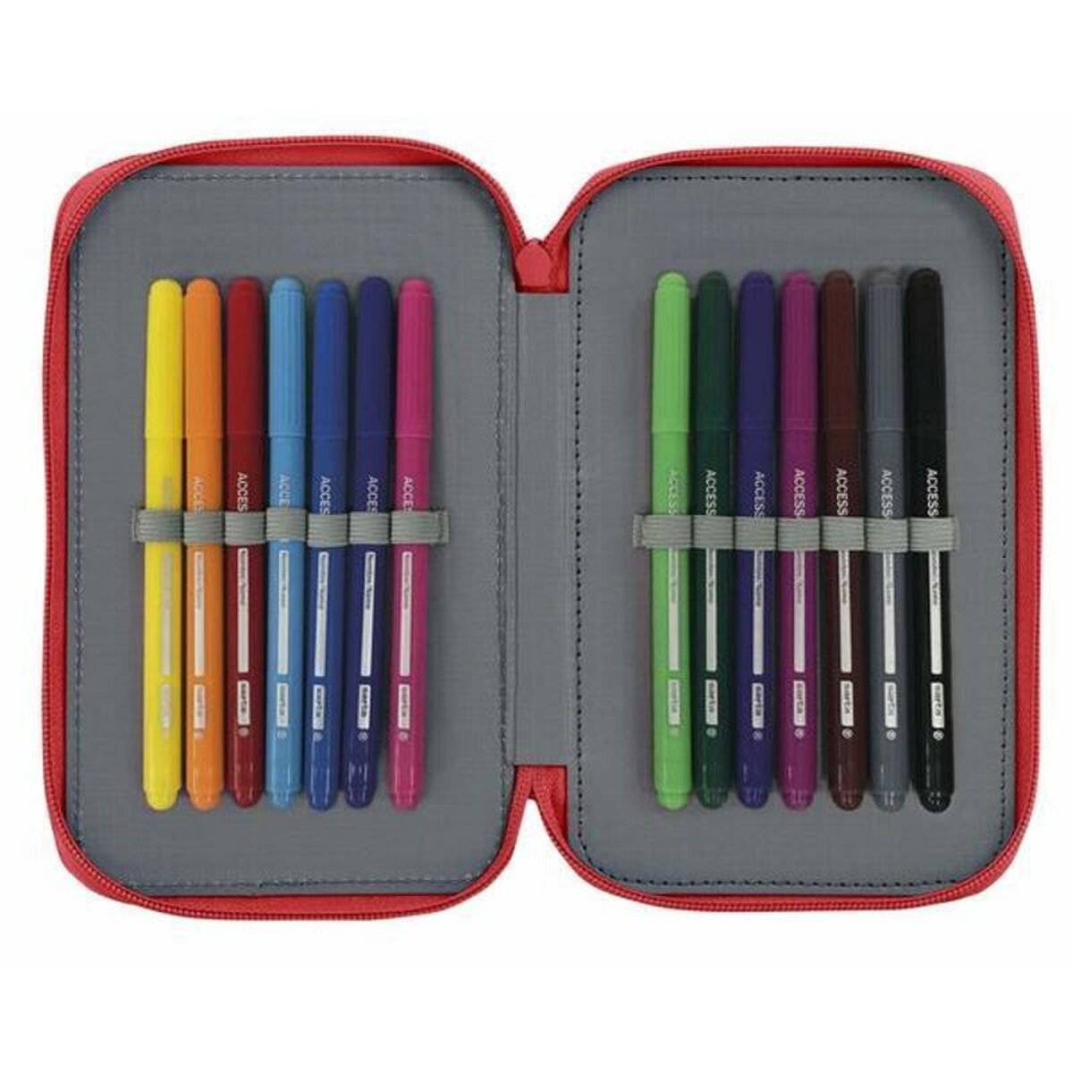 Dubbele etui Real Sporting de Gijón Rood 12,5 x 19,5 x 4 cm-Topper Trend