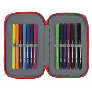 Dubbele etui Real Sporting de Gijón Rood 12,5 x 19,5 x 4 cm-Topper Trend