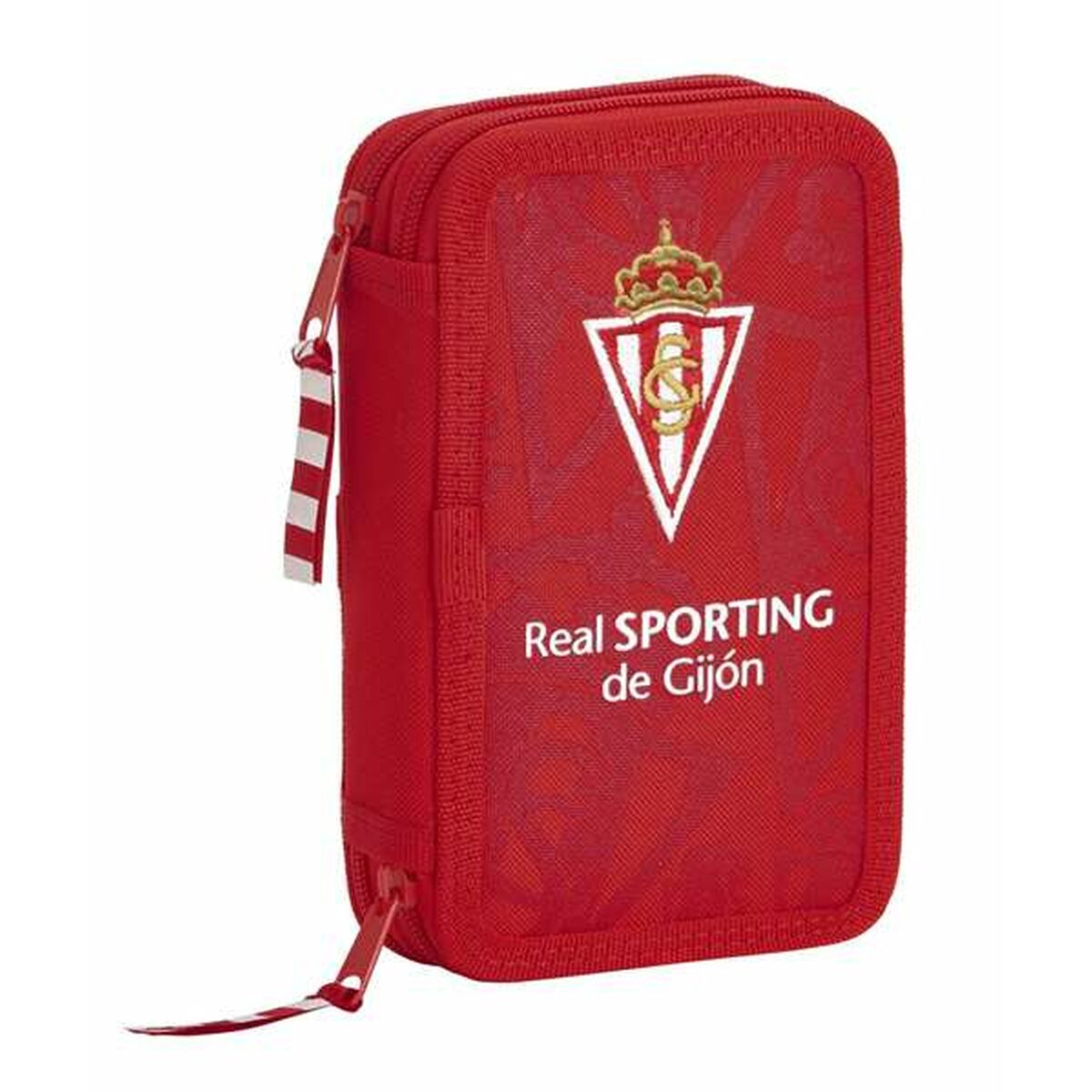 Dubbele etui Real Sporting de Gijón Rood 12,5 x 19,5 x 4 cm-Topper Trend
