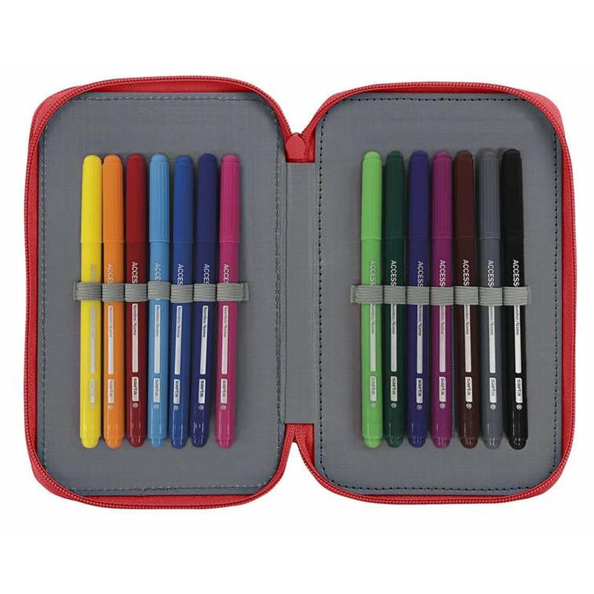 Dubbele etui Real Sporting de Gijón Rood 12,5 x 19,5 x 4 cm-Topper Trend