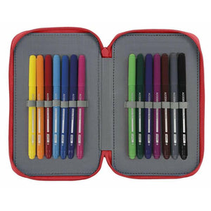 Dubbele etui Real Sporting de Gijón Rood 12,5 x 19,5 x 4 cm-Topper Trend