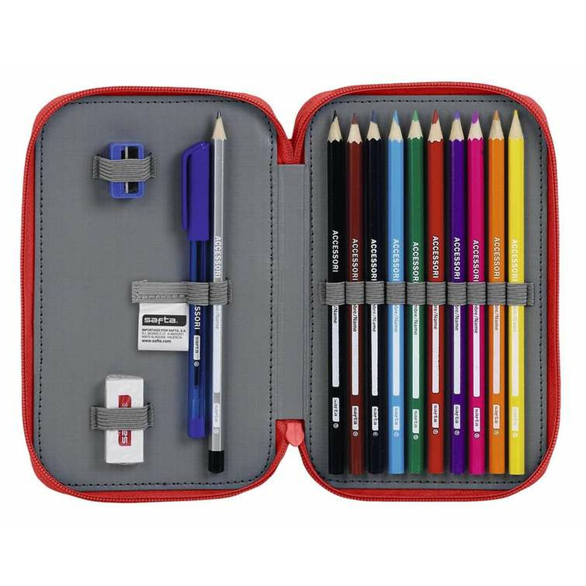 Dubbele etui Real Sporting de Gijón Rood 12,5 x 19,5 x 4 cm-Topper Trend