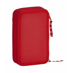 Dubbele etui Real Sporting de Gijón Rood 12,5 x 19,5 x 4 cm-Topper Trend