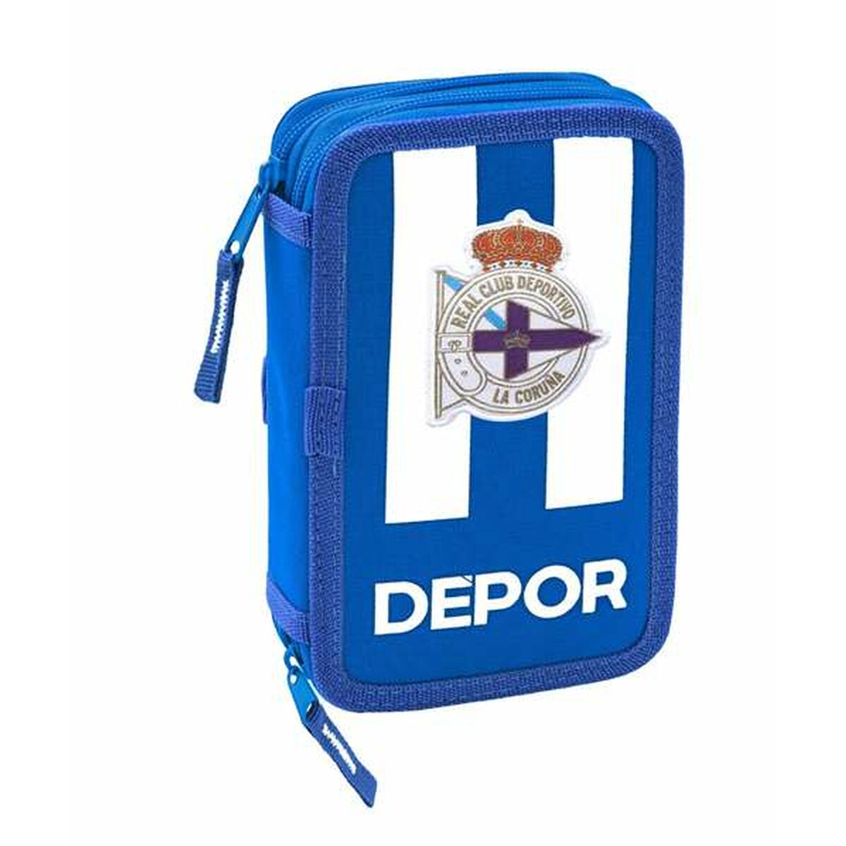 Dubbele etui R. C. Deportivo de La Coruña Blauw Wit 12,5 x 19,5 x 4 cm-Topper Trend