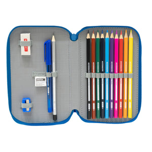 Dubbele etui R. C. Deportivo de La Coruña Blauw Wit 12,5 x 19,5 x 4 cm-Topper Trend