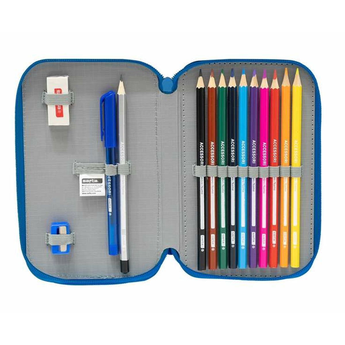 Dubbele etui R. C. Deportivo de La Coruña Blauw Wit 12,5 x 19,5 x 4 cm-Topper Trend