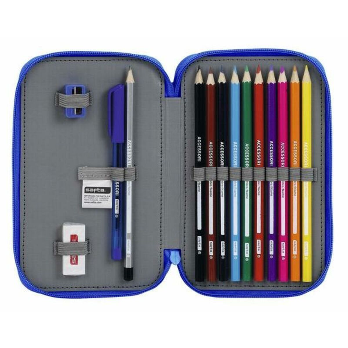 Dubbele etui Real Zaragoza Blauw Licht Blauw 12,5 x 19,5 x 4 cm-Topper Trend