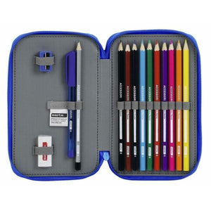 Dubbele etui Real Zaragoza Blauw Licht Blauw 12,5 x 19,5 x 4 cm-Topper Trend