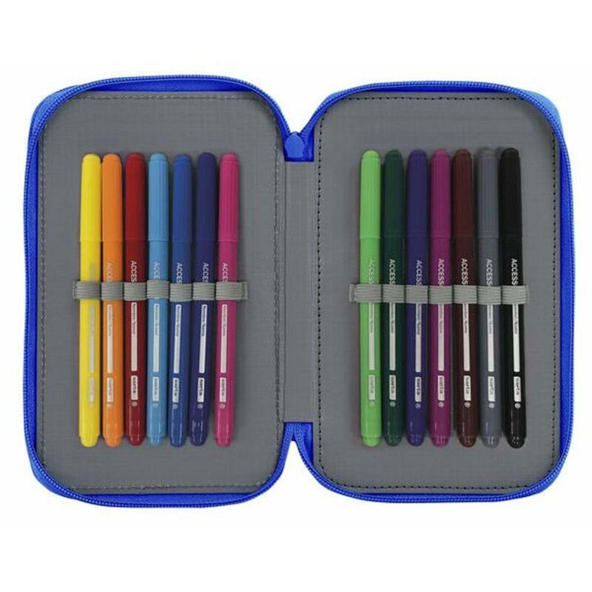 Dubbele etui Real Zaragoza Blauw Licht Blauw 12,5 x 19,5 x 4 cm-Topper Trend