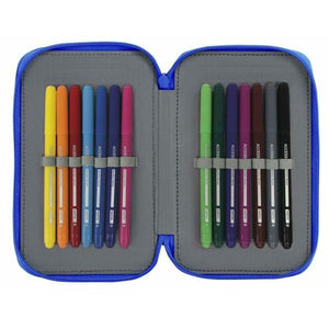 Dubbele etui Real Zaragoza Blauw Licht Blauw 12,5 x 19,5 x 4 cm-Topper Trend