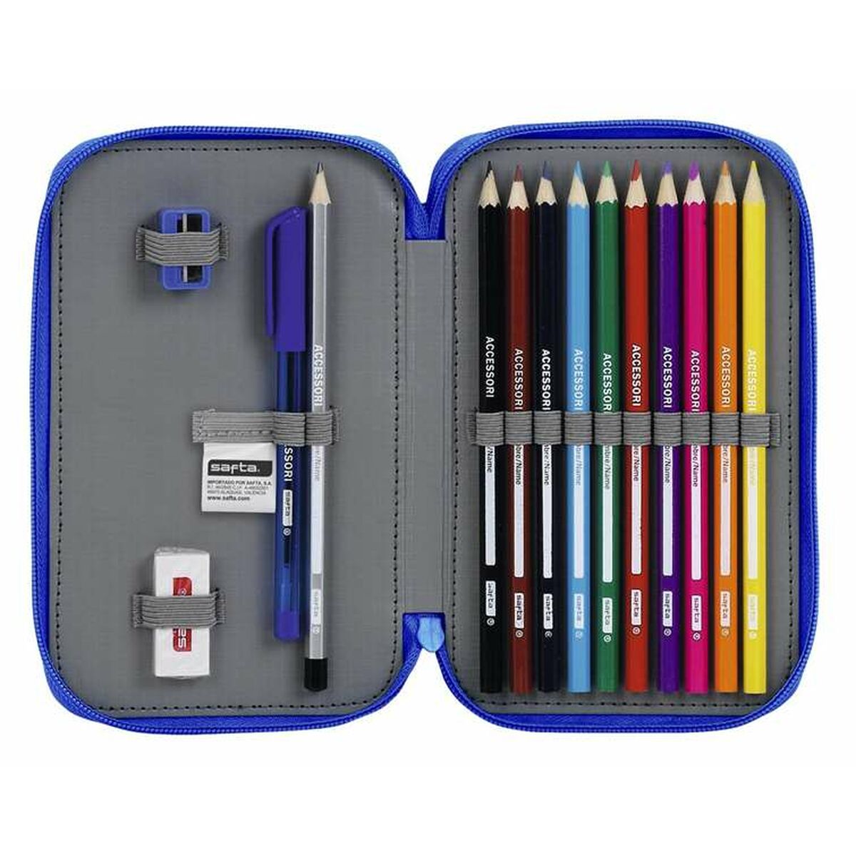 Dubbele etui Real Zaragoza Blauw Licht Blauw 12,5 x 19,5 x 4 cm-Topper Trend