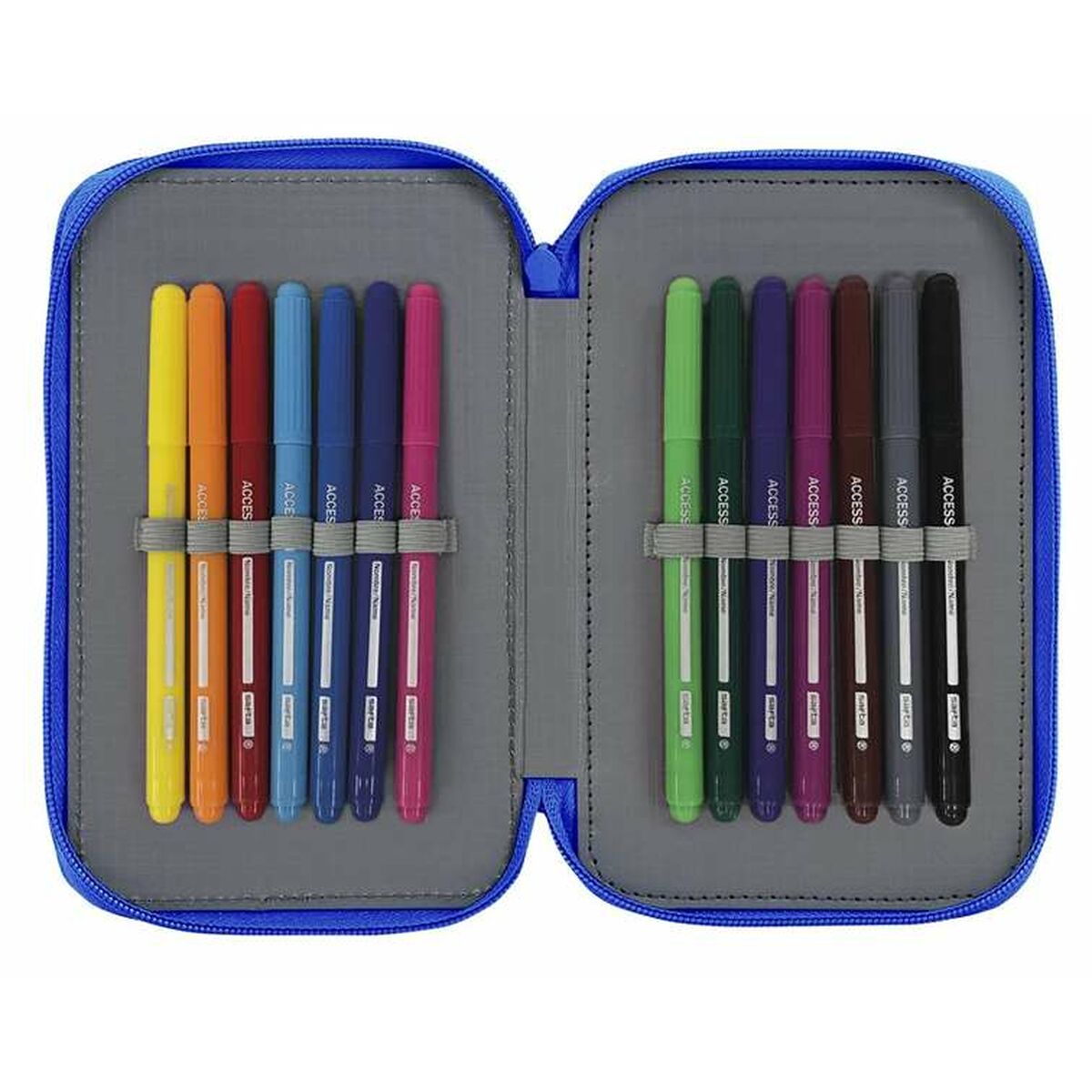 Dubbele etui Real Zaragoza Blauw Licht Blauw 12,5 x 19,5 x 4 cm-Topper Trend