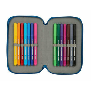 Dubbele etui BlackFit8 Oxford Donkerblauw-Topper Trend