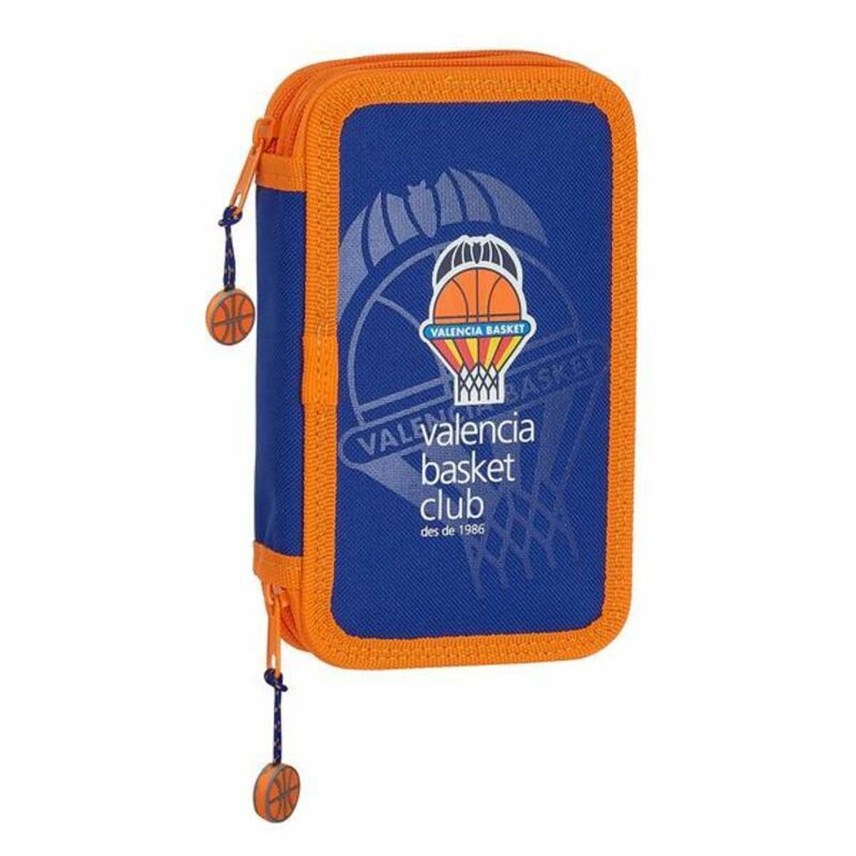 Dubbele etui Valencia Basket M854 Blauw Oranje 12,5 x 19,5 x 4 cm-Topper Trend