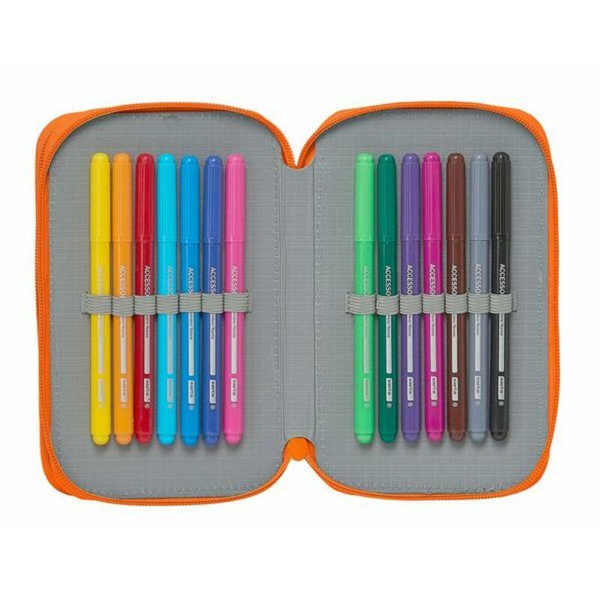Dubbele etui Valencia Basket M854 Blauw Oranje 12,5 x 19,5 x 4 cm-Topper Trend