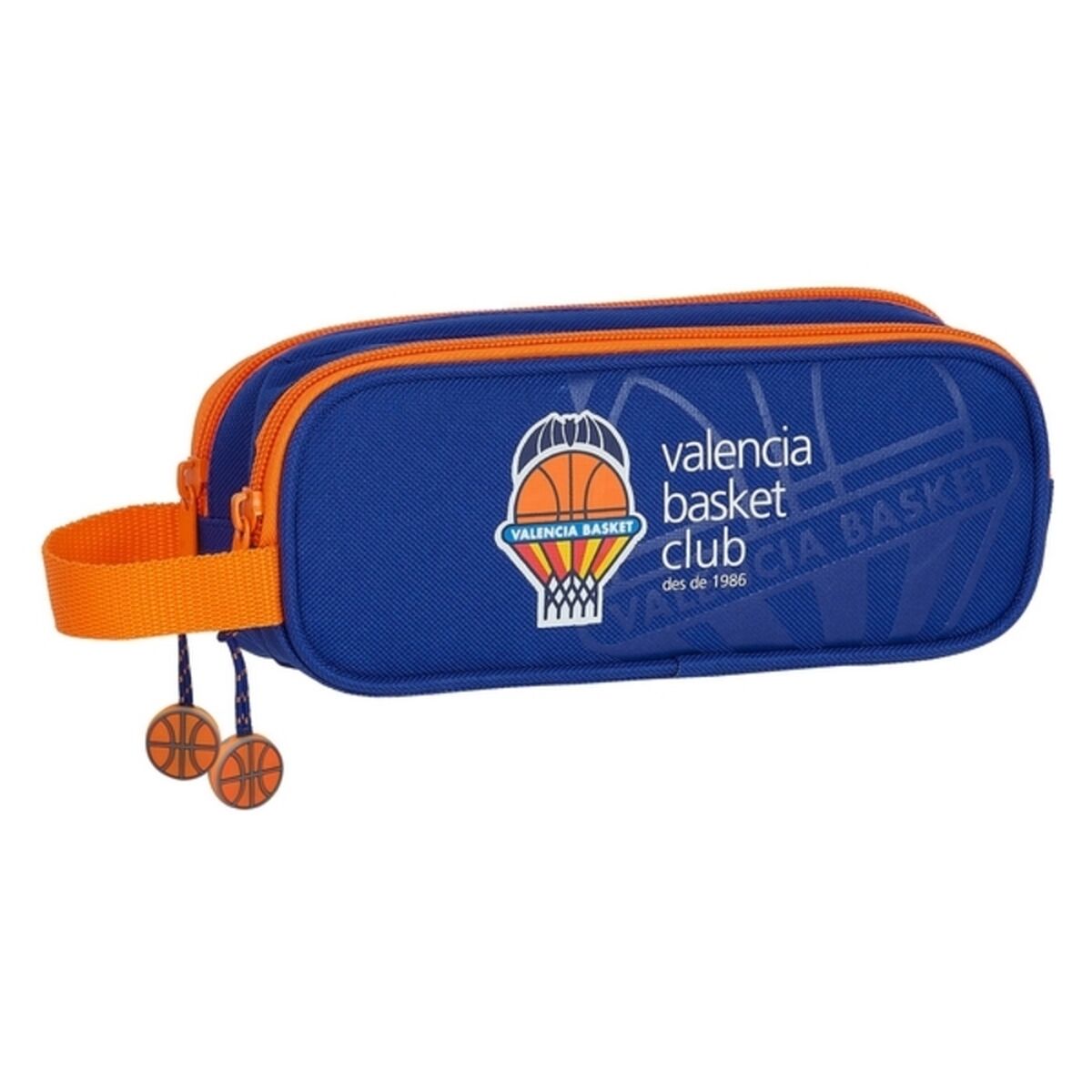 Pennenetui met 2 vakken Valencia Basket Blauw Oranje 21 x 8 x 6 cm-Topper Trend
