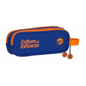 Pennenetui met 2 vakken Valencia Basket Blauw Oranje 21 x 8 x 6 cm-Topper Trend