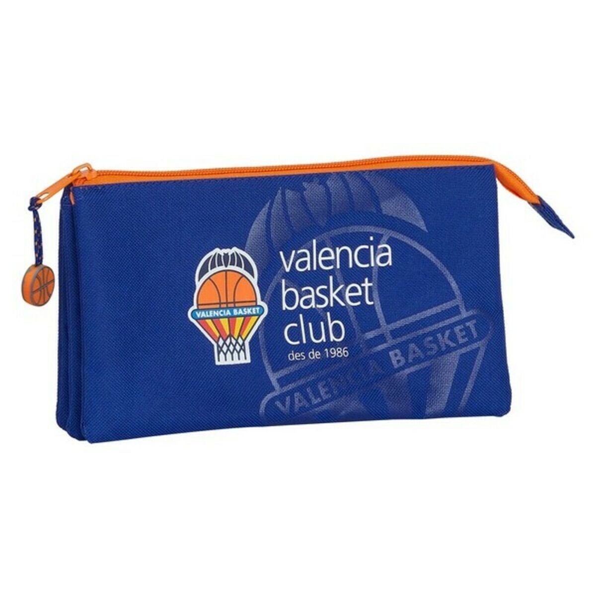 Pennenetui met 3 vakken Valencia Basket Blauw Oranje 22 x 12 x 3 cm-Topper Trend