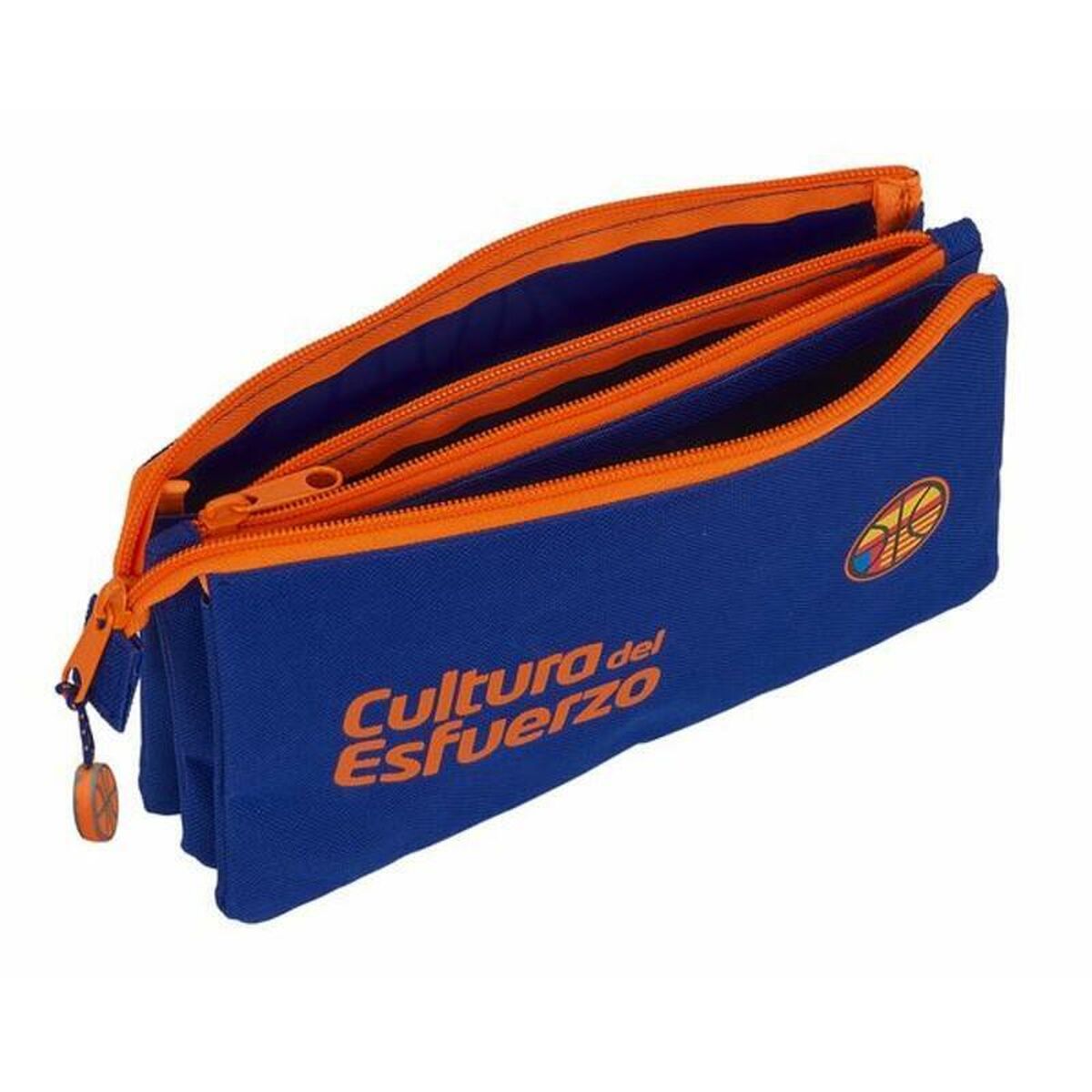 Pennenetui met 3 vakken Valencia Basket Blauw Oranje 22 x 12 x 3 cm-Topper Trend