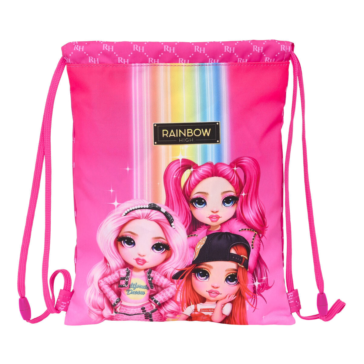 Rugtas met Koordjes Rainbow High Fuchsia 26 x 34 x 1 cm-Topper Trend