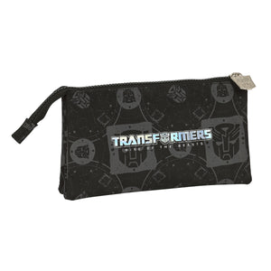 Pennenetui met 3 vakken Transformers Zwart 22 x 12 x 3 cm-Topper Trend