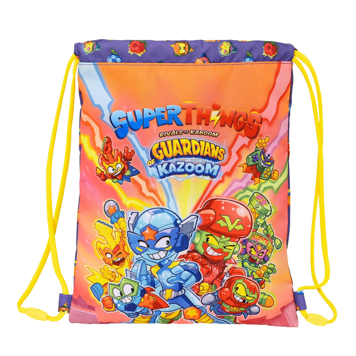 Rugtas met Koordjes SuperThings Guardians of Kazoom Geel Paars 26 x 34 x 1 cm-Topper Trend