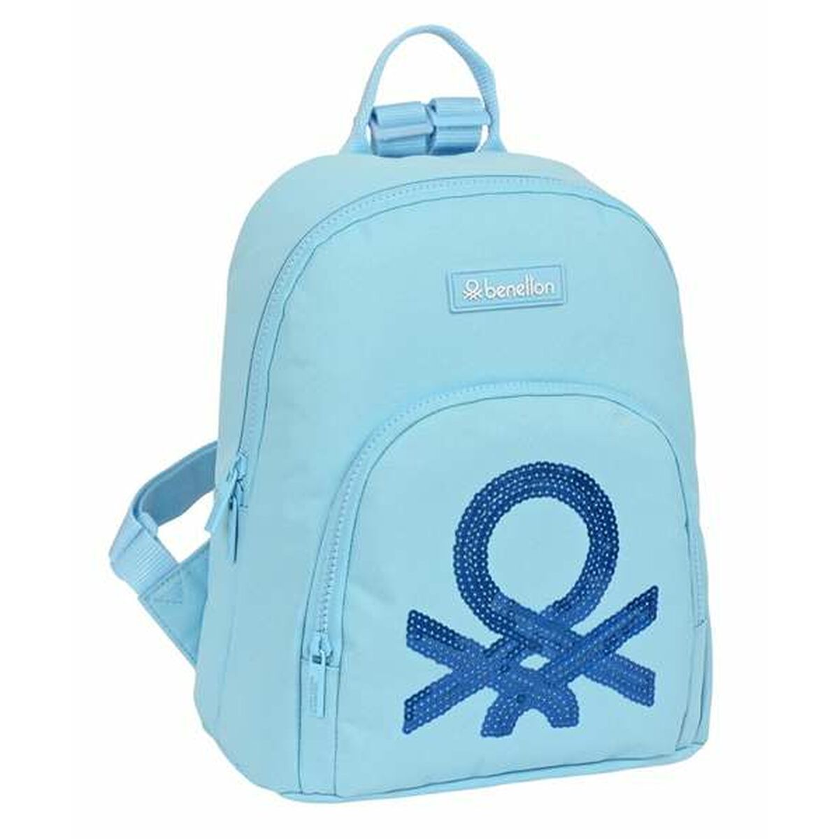Casual Rugtas Benetton Sequins Licht Blauw 25 x 30 x 13 cm Mini-Topper Trend