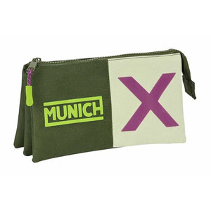 Pennenetui met 3 vakken Munich Bright khaki Groen 22 x 12 x 3 cm-Topper Trend