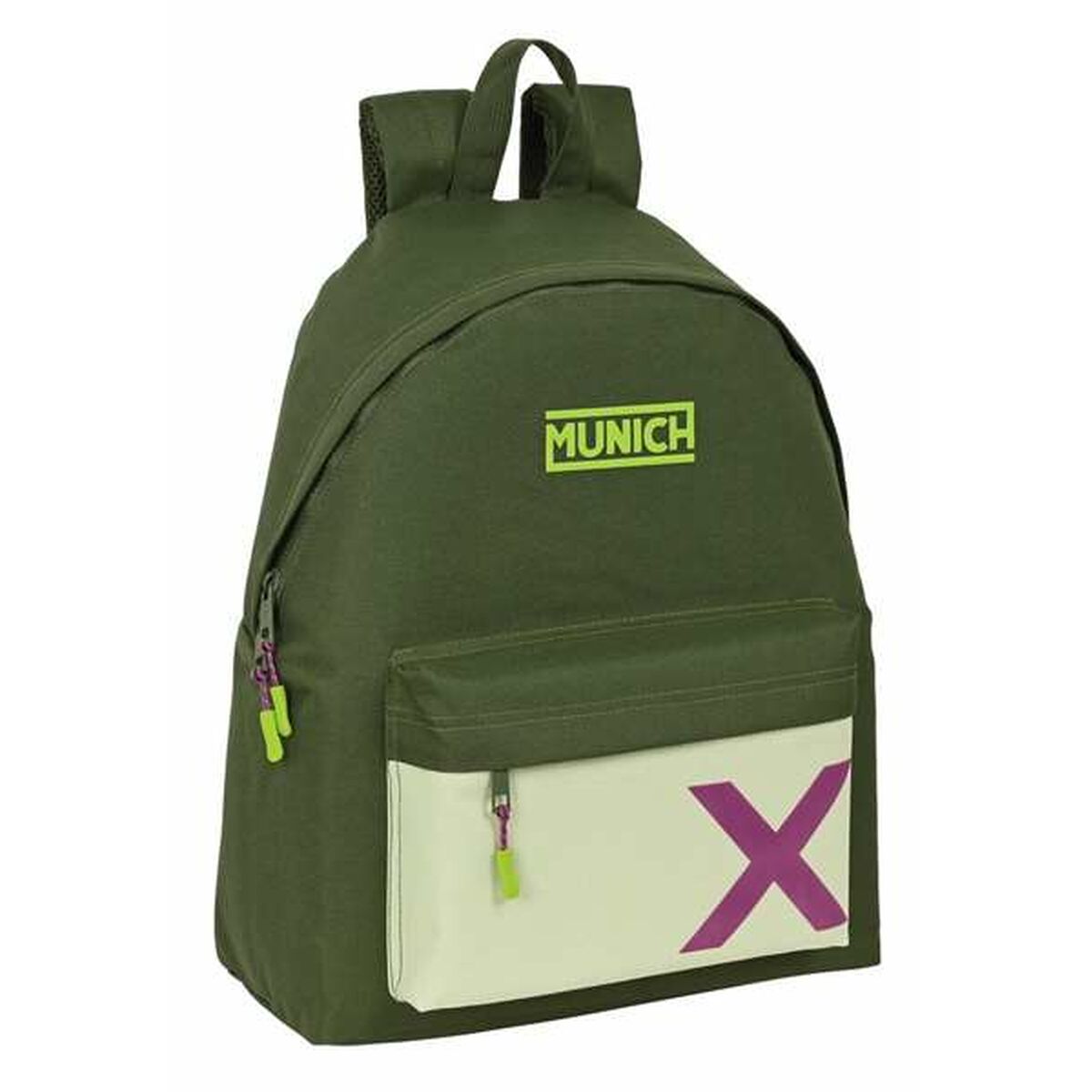 Schoolrugzak Munich Bright khaki Groen 33 x 42 x 15 cm-Topper Trend