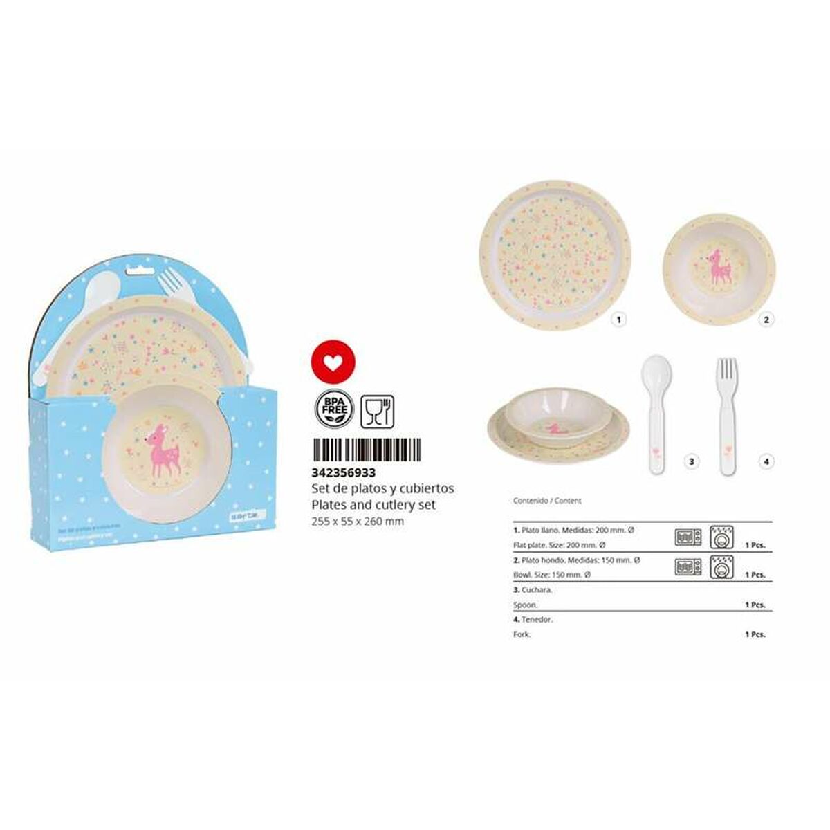 Kinderen servies set Safta Forest Beige 4 Onderdelen-Topper Trend