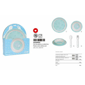 Kinderen servies set Safta Erizo Turkoois 4 Onderdelen-Topper Trend