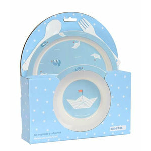 Kinderen servies set Safta Ship Blauw 4 Onderdelen-Topper Trend