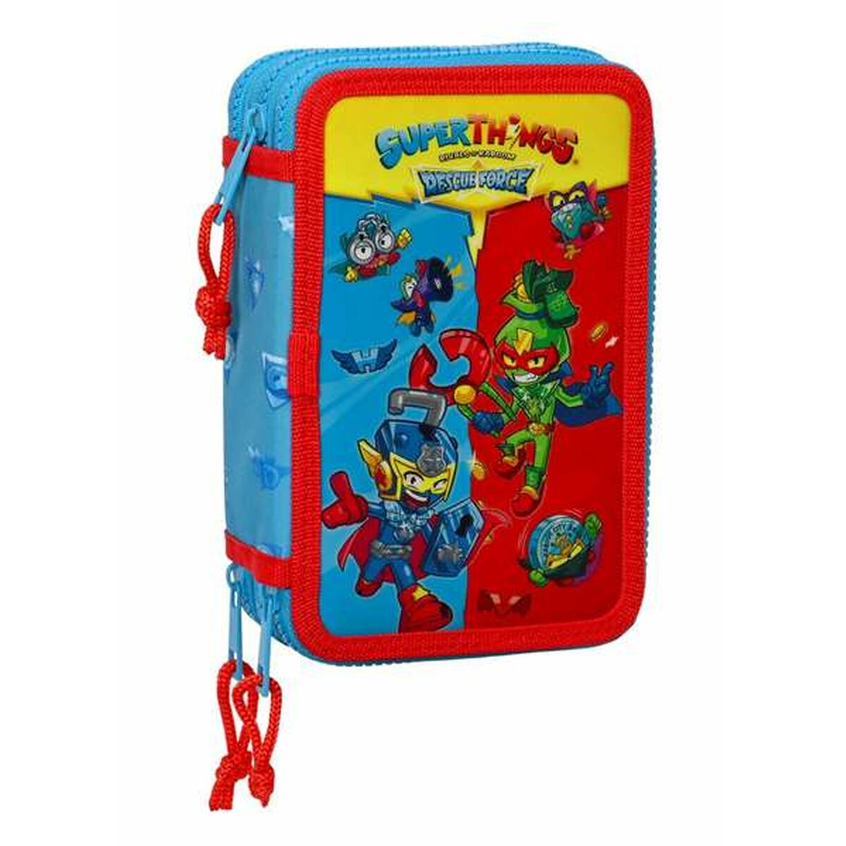 Driedubbele Pennenzak SuperThings Rescue Force Blauw 12,5 x 19,5 x 5,5 cm-Topper Trend