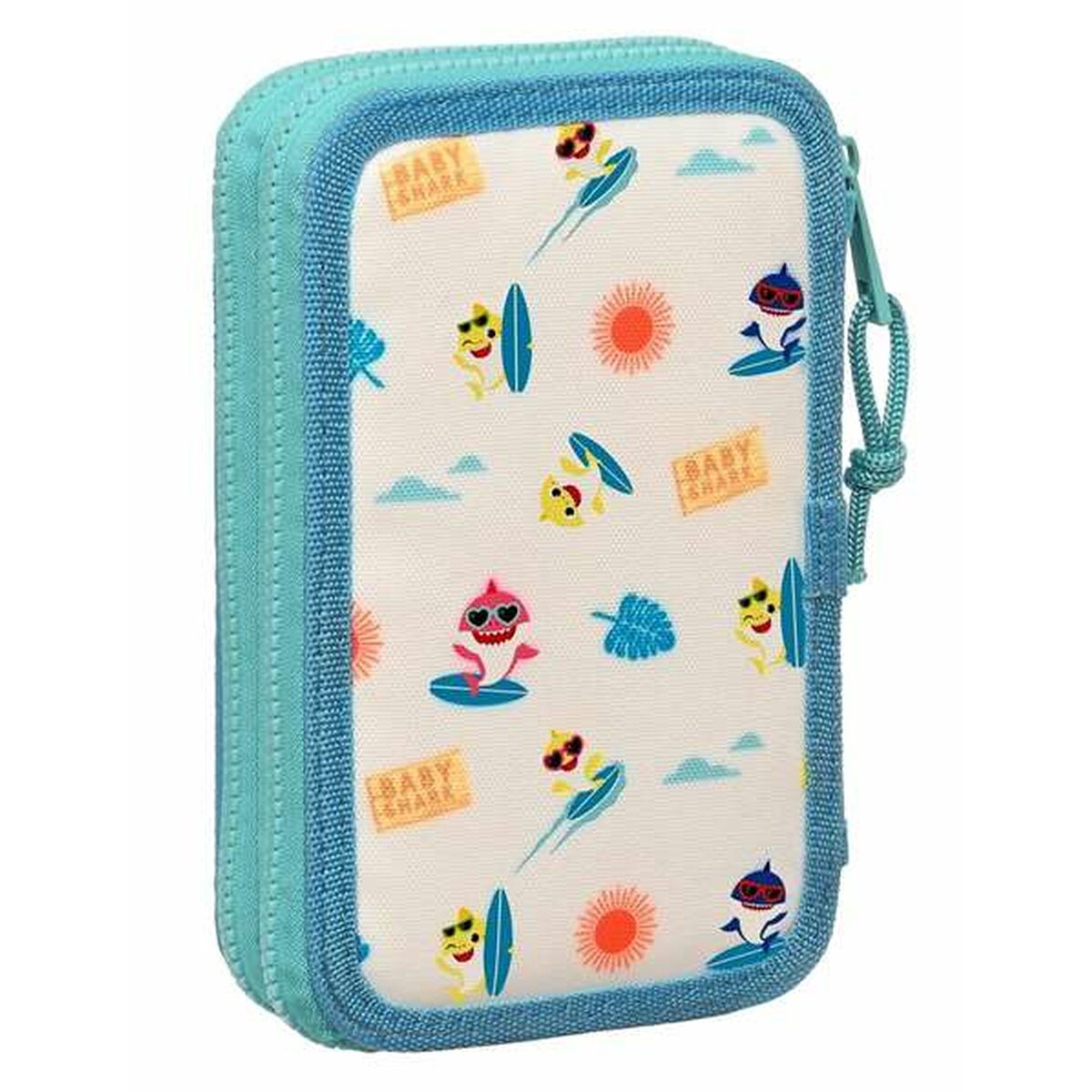 Dubbele etui Baby Shark Surfing 12,5 x 19,5 x 4 cm-Topper Trend