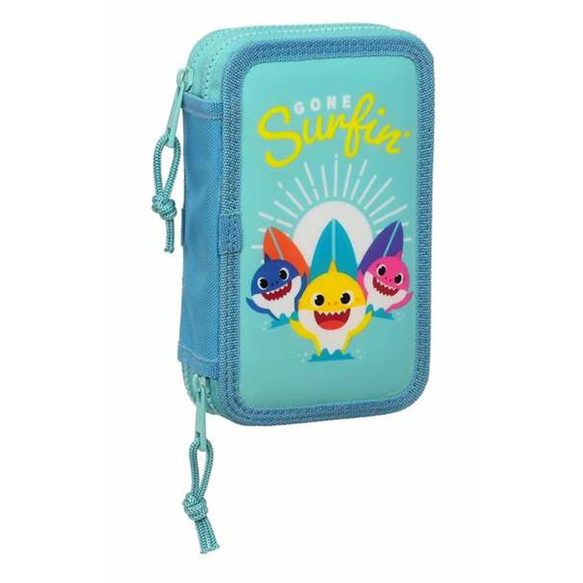 Dubbele etui Baby Shark Surfing 12,5 x 19,5 x 4 cm-Topper Trend