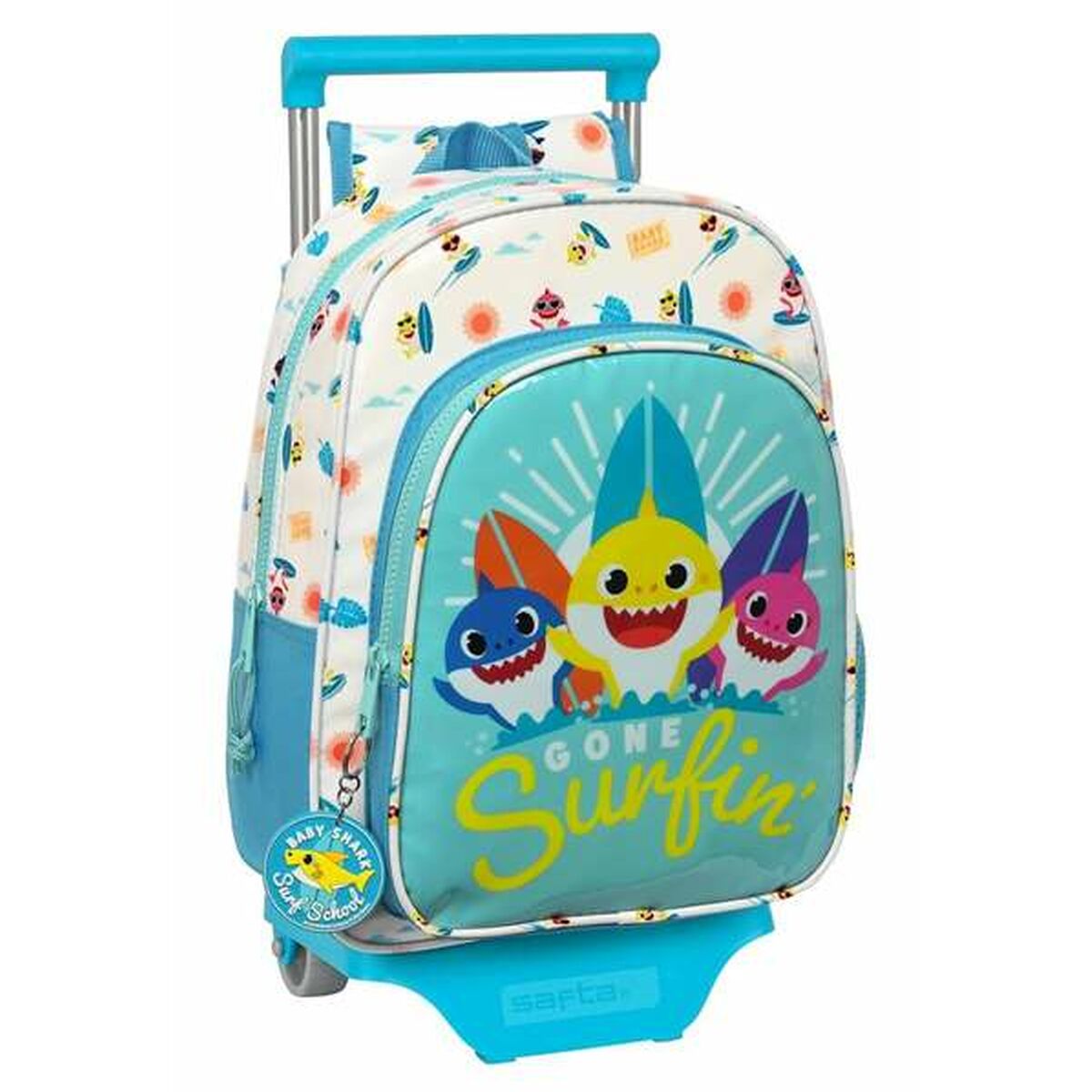 Schoolrugzak met Wielen Baby Shark Surfing Blauw 26 x 34 x 11 cm-Topper Trend