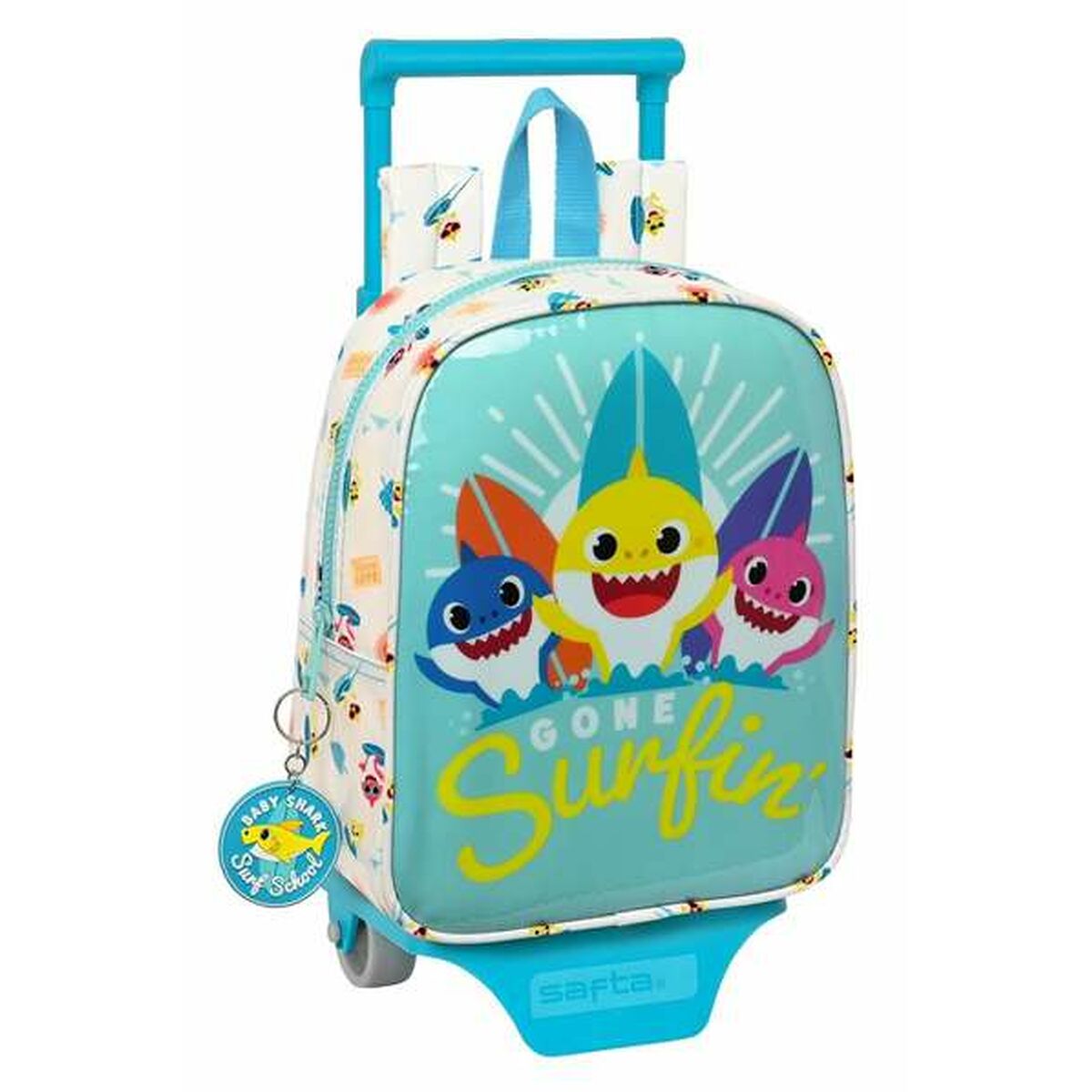Schoolrugzak met Wielen Baby Shark Surfing Blauw 22 x 27 x 10 cm-Topper Trend