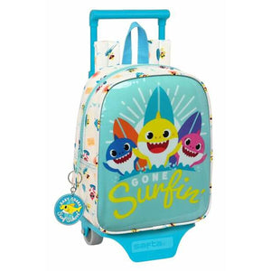 Schoolrugzak met Wielen Baby Shark Surfing Blauw 22 x 27 x 10 cm-Topper Trend